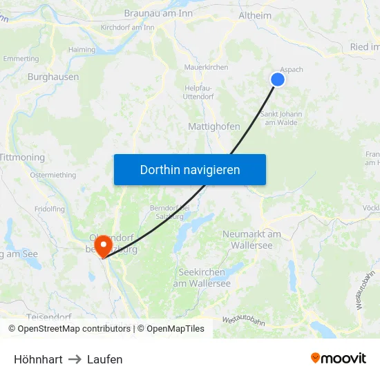 Höhnhart to Laufen map