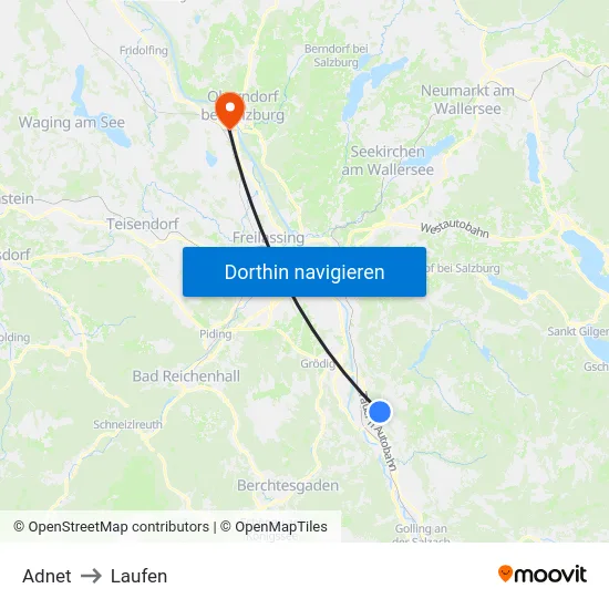 Adnet to Laufen map