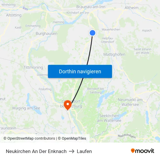 Neukirchen An Der Enknach to Laufen map