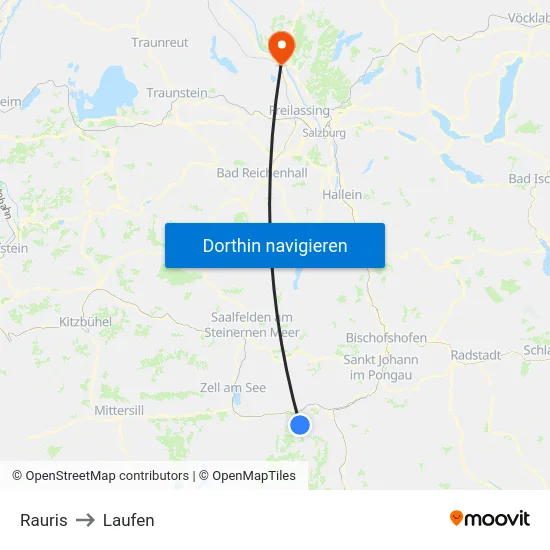 Rauris to Laufen map