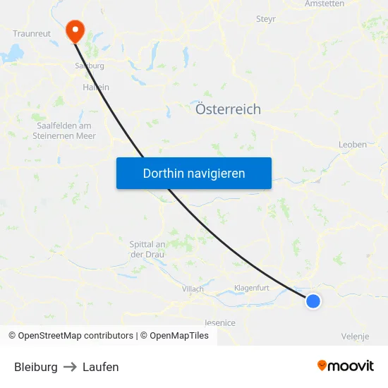 Bleiburg to Laufen map