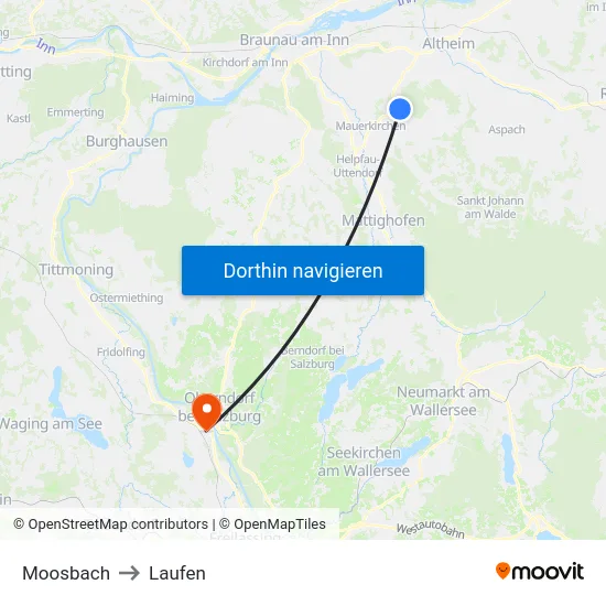 Moosbach to Laufen map