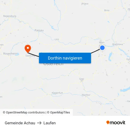 Gemeinde Achau to Laufen map
