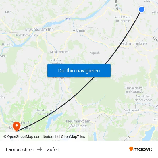 Lambrechten to Laufen map