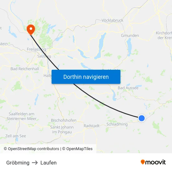 Gröbming to Laufen map