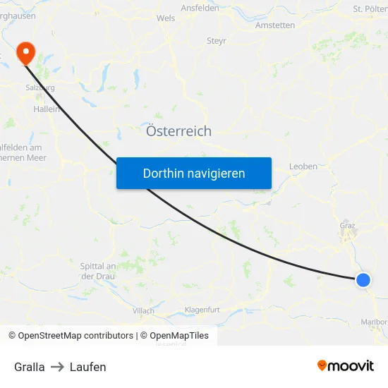 Gralla to Laufen map