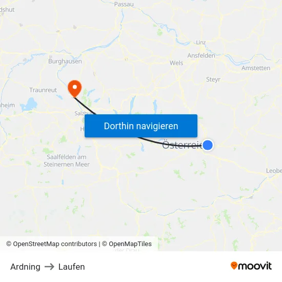 Ardning to Laufen map