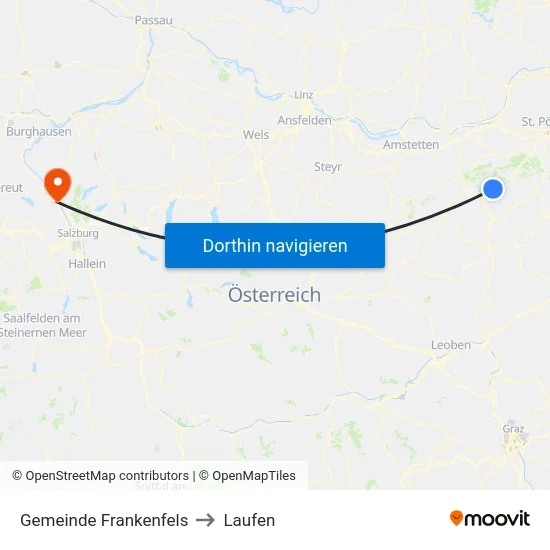 Gemeinde Frankenfels to Laufen map