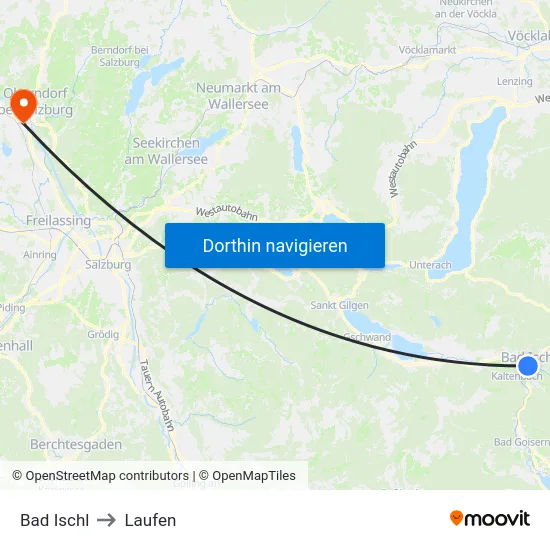 Bad Ischl to Laufen map