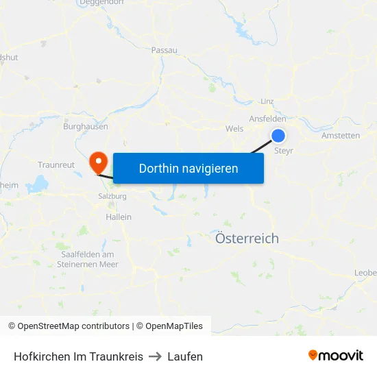 Hofkirchen Im Traunkreis to Laufen map