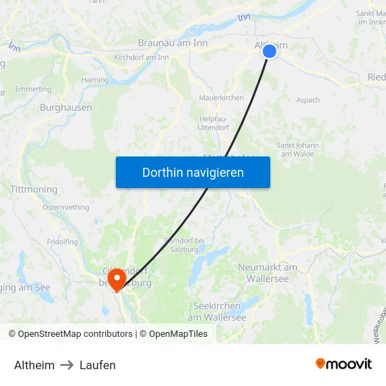 Altheim to Laufen map