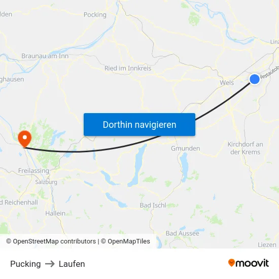 Pucking to Laufen map