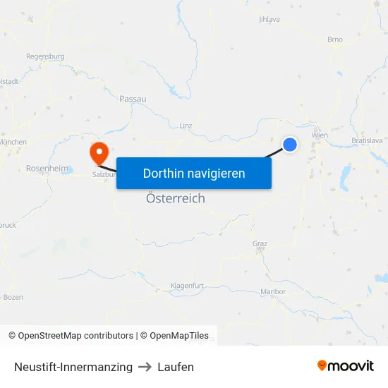 Neustift-Innermanzing to Laufen map