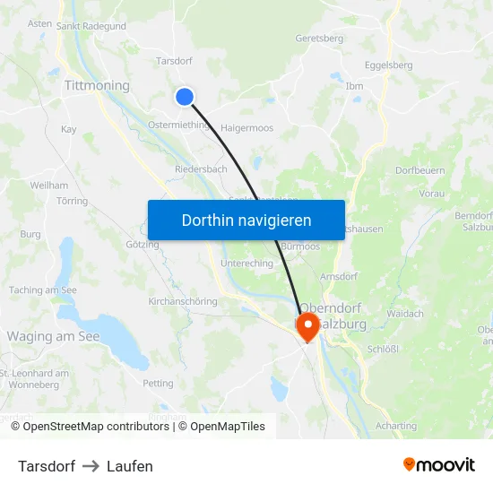 Tarsdorf to Laufen map