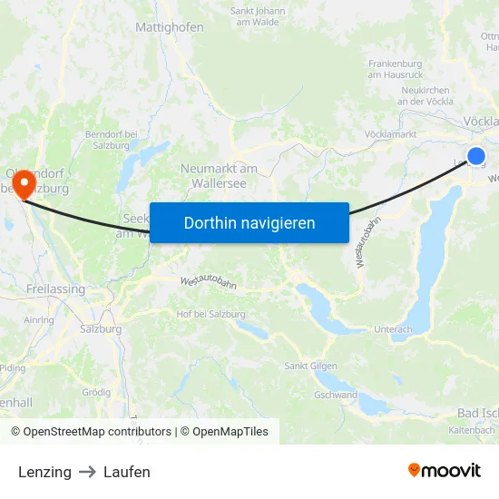 Lenzing to Laufen map