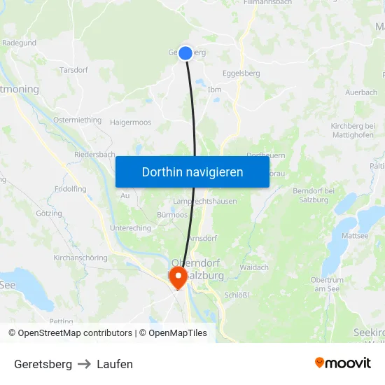 Geretsberg to Laufen map
