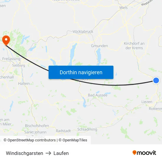 Windischgarsten to Laufen map