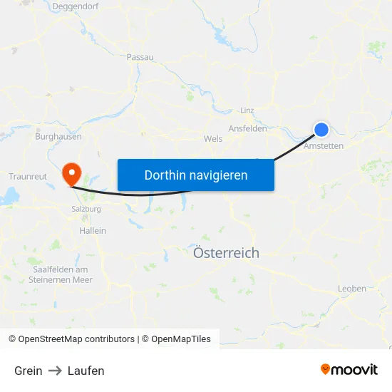 Grein to Laufen map