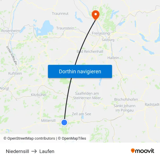 Niedernsill to Laufen map