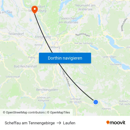 Scheffau am Tennengebirge to Laufen map
