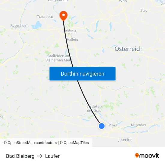 Bad Bleiberg to Laufen map