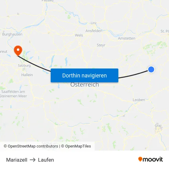 Mariazell to Laufen map