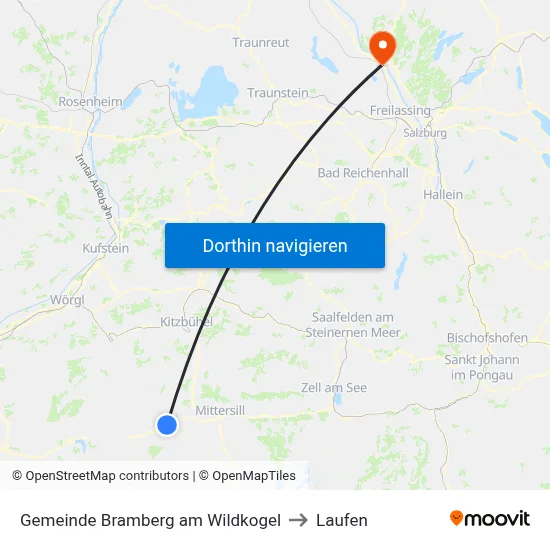 Gemeinde Bramberg am Wildkogel to Laufen map