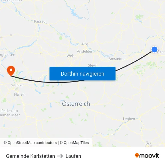 Gemeinde Karlstetten to Laufen map