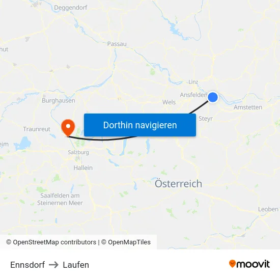 Ennsdorf to Laufen map
