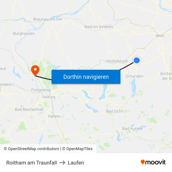 Roitham am Traunfall to Laufen map
