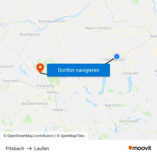 Pilsbach to Laufen map