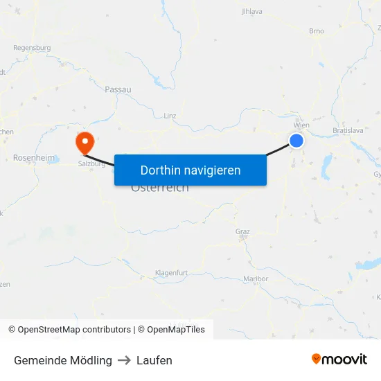 Gemeinde Mödling to Laufen map
