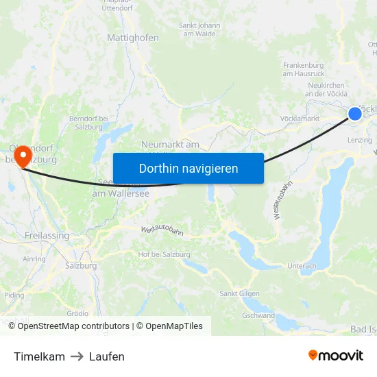 Timelkam to Laufen map