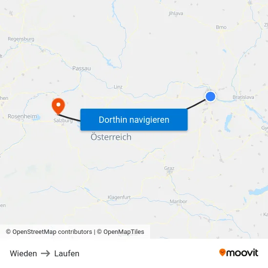 Wieden to Laufen map