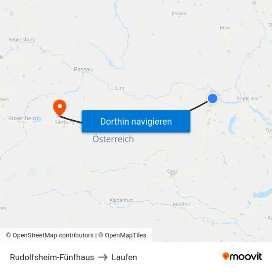 Rudolfsheim-Fünfhaus to Laufen map