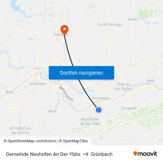 Gemeinde Neuhofen An Der Ybbs to Grünbach map