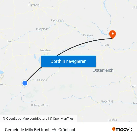 Gemeinde Mils Bei Imst to Grünbach map