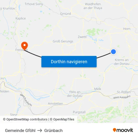 Gemeinde Gföhl to Grünbach map
