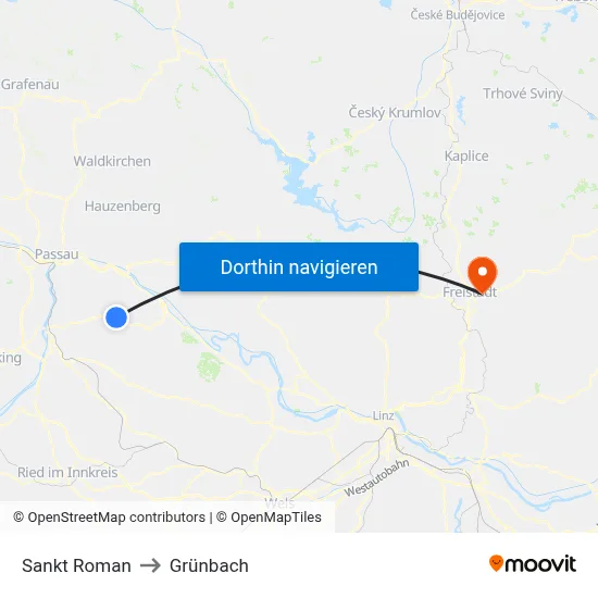 Sankt Roman to Grünbach map