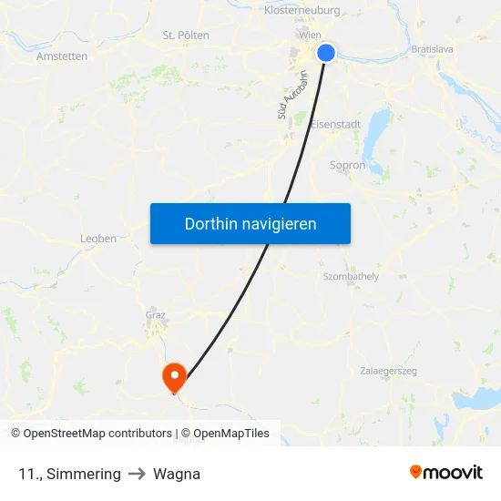11., Simmering to Wagna map