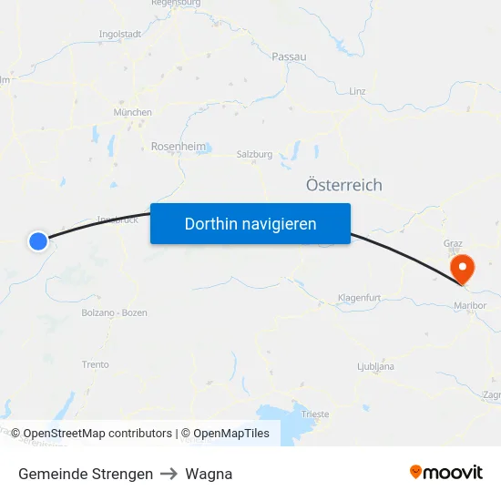 Gemeinde Strengen to Wagna map