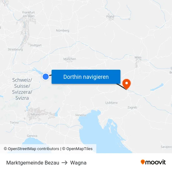 Marktgemeinde Bezau to Wagna map