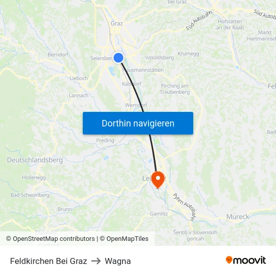 Feldkirchen Bei Graz to Wagna map