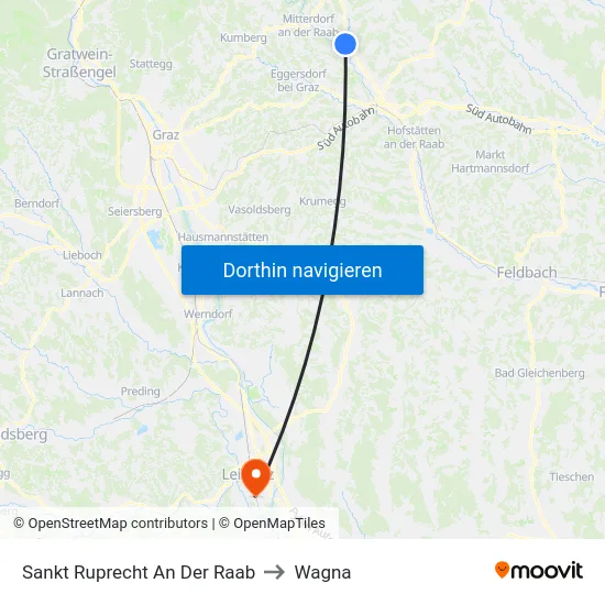 Sankt Ruprecht An Der Raab to Wagna map