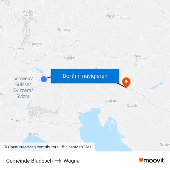 Gemeinde Bludesch to Wagna map