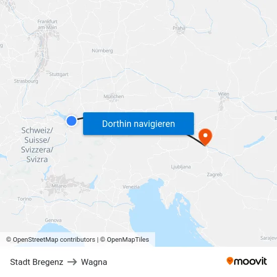 Stadt Bregenz to Wagna map