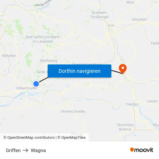Griffen to Wagna map