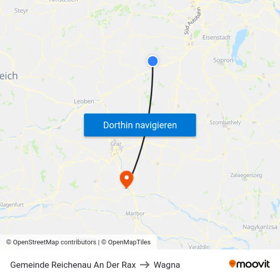 Gemeinde Reichenau An Der Rax to Wagna map