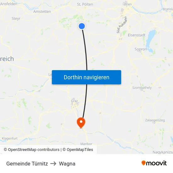 Gemeinde Türnitz to Wagna map