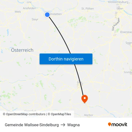 Gemeinde Wallsee-Sindelburg to Wagna map